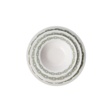 Service de table 24 pièces en porcelaine, blanc/vert
