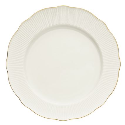 Service de table 24 pièces en porcelaine blanche avec finitions dorées