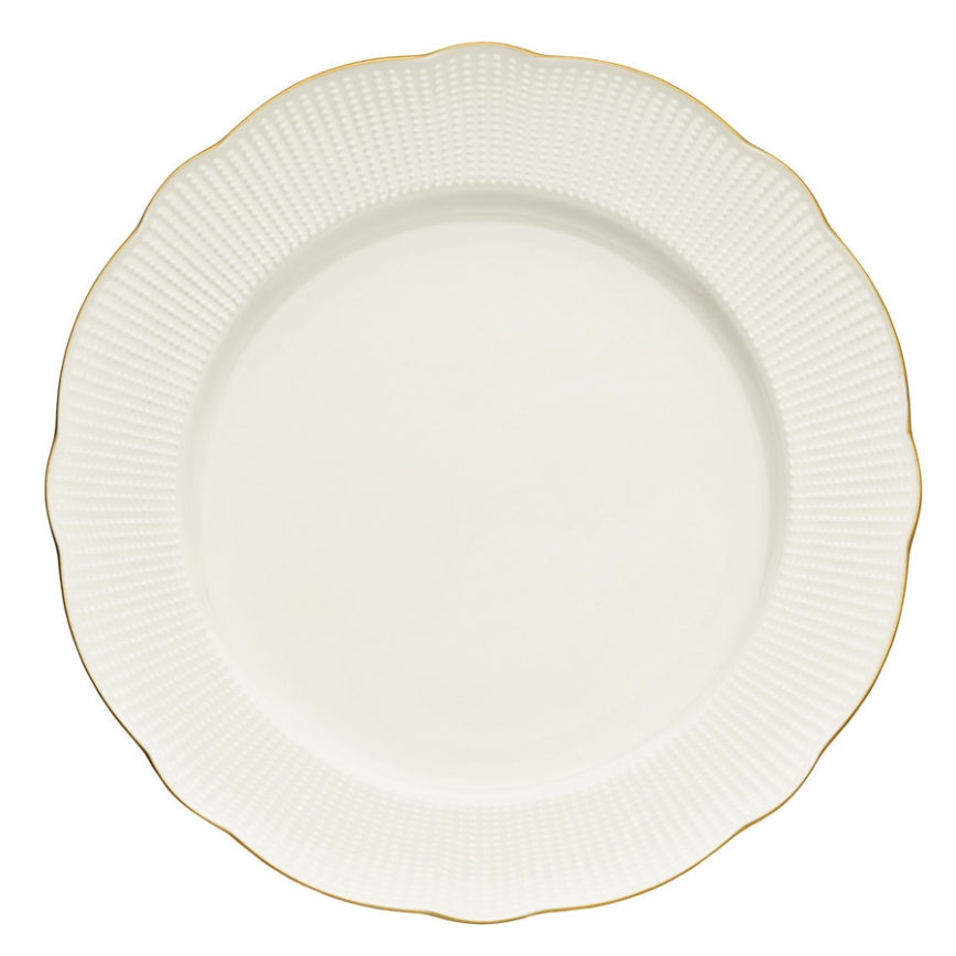 Service de table 24 pièces en porcelaine blanche avec finitions dorées