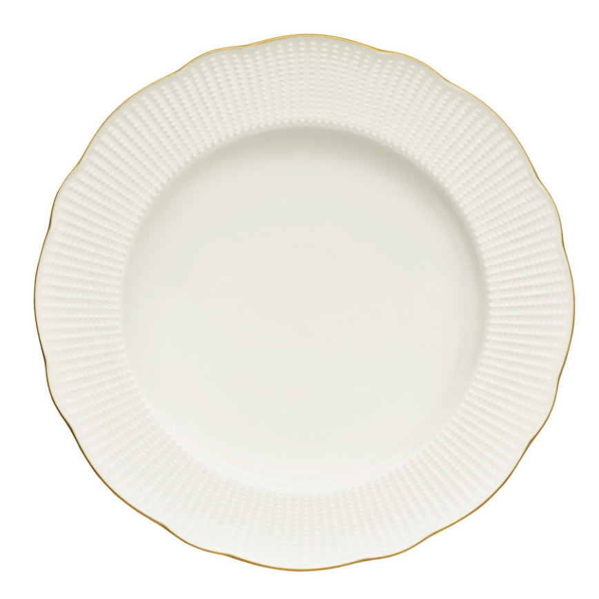 Service de table 24 pièces en porcelaine blanche avec finitions dorées