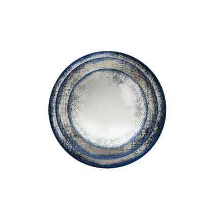 Service de table 24 pièces en porcelaine blanche et bleue