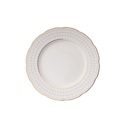 Service de table 24 pièces en porcelaine blanche, finition dorée
