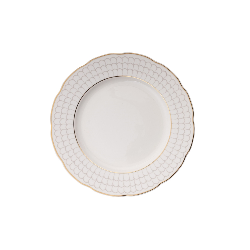 Service de table 24 pièces en porcelaine blanche, finition dorée