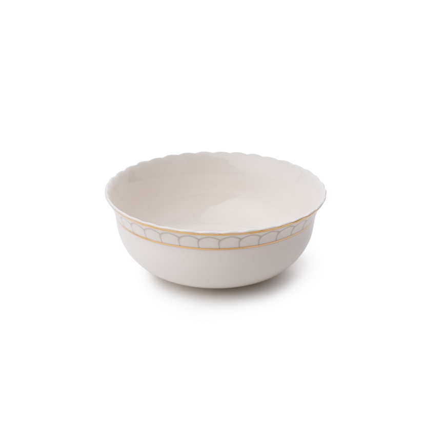 Service de table 24 pièces en porcelaine blanche, finition dorée