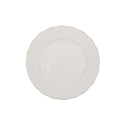 Service de table 24 pièces en porcelaine blanche, finitions dorées