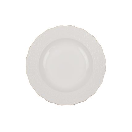Service de table 24 pièces en porcelaine blanche, finitions dorées