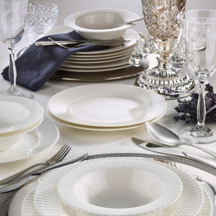 Service de table 24 pièces en porcelaine blanche