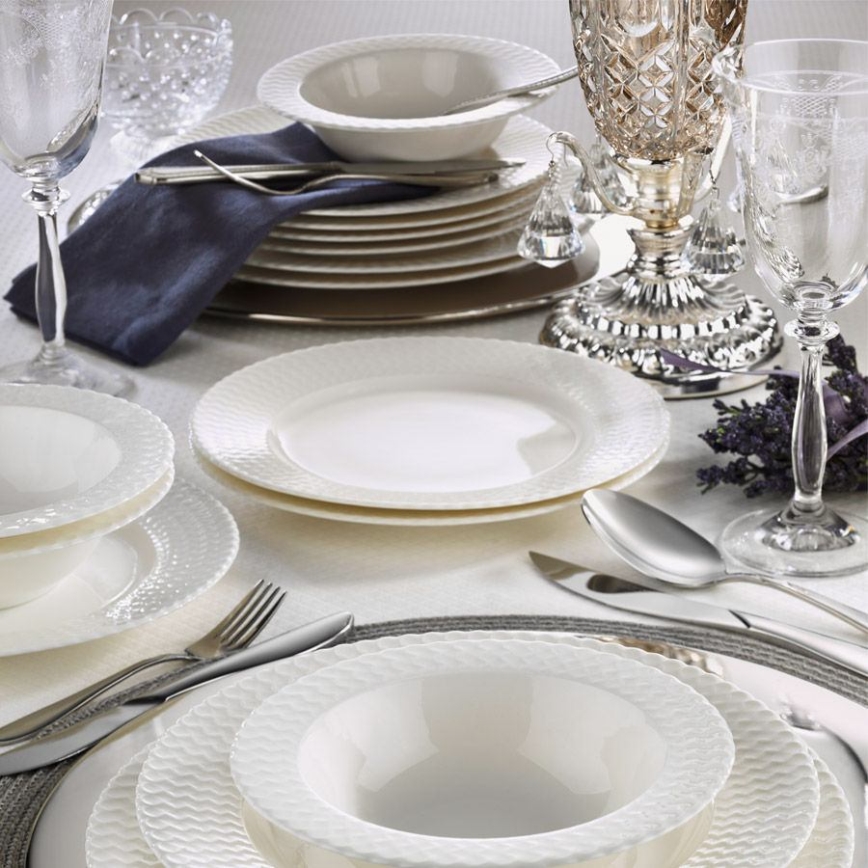 Service de table 24 pièces en porcelaine blanche