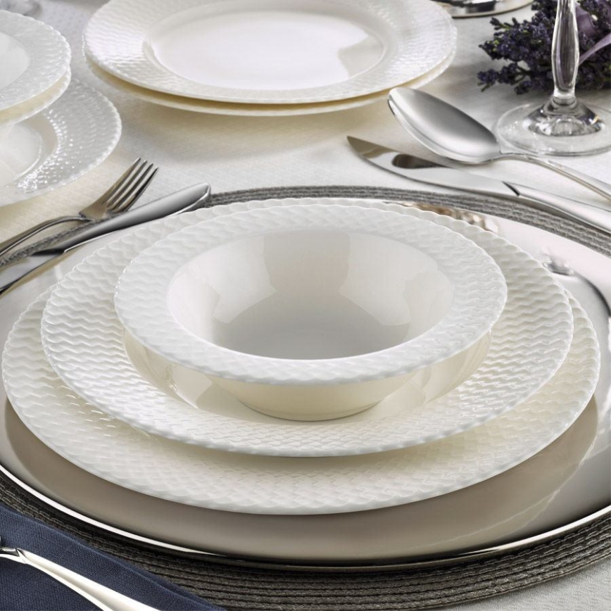 Service de table 24 pièces en porcelaine blanche