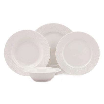 Service de table 24 pièces en porcelaine blanche