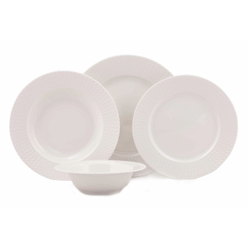 Service de table 24 pièces en porcelaine blanche