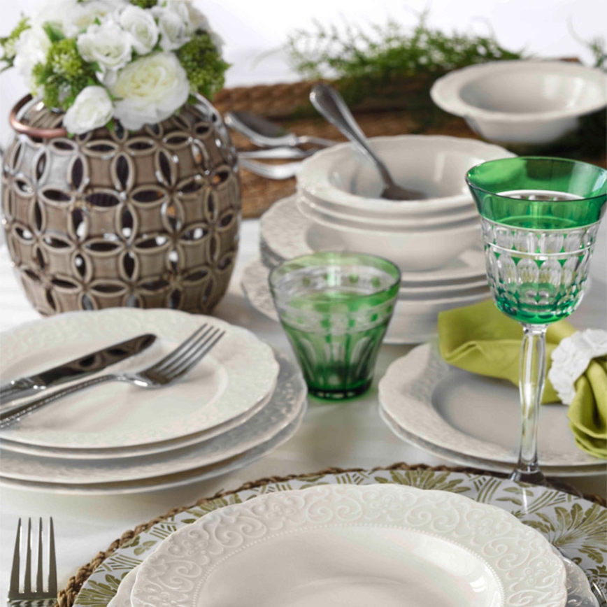 Service de table 24 pièces en porcelaine blanche