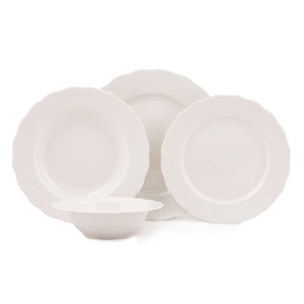 Service de table 24 pièces en porcelaine blanche