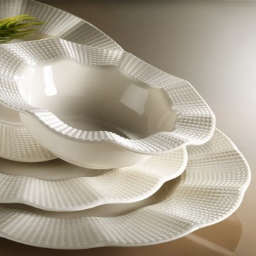 Service de table 24 pièces en porcelaine blanche