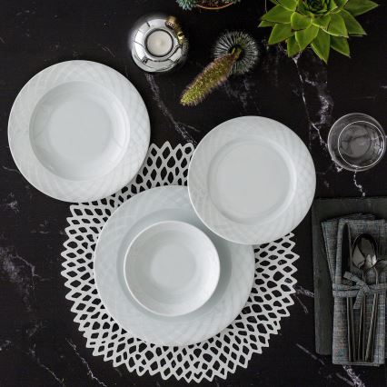 Service de table 24 pièces en porcelaine blanche