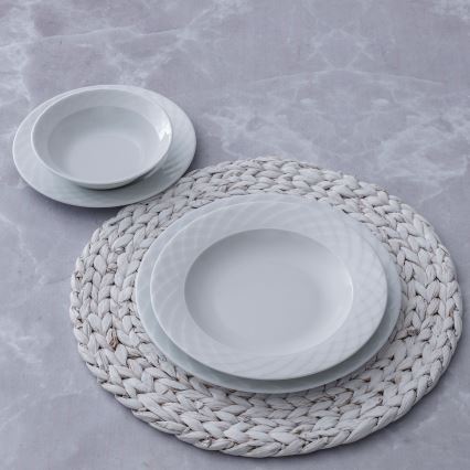 Service de table 24 pièces en porcelaine blanche