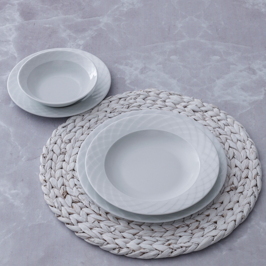 Service de table 24 pièces en porcelaine blanche