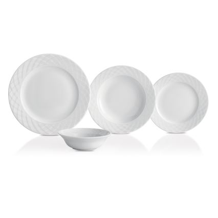 Service de table 24 pièces en porcelaine blanche