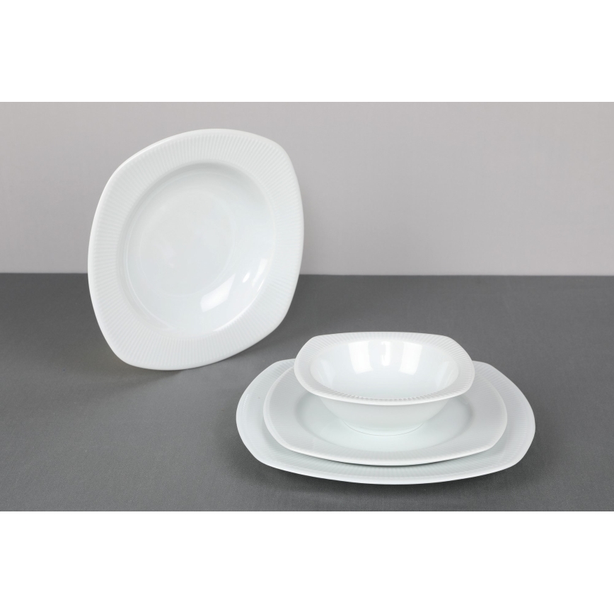 Service de table 24 pièces en porcelaine blanche