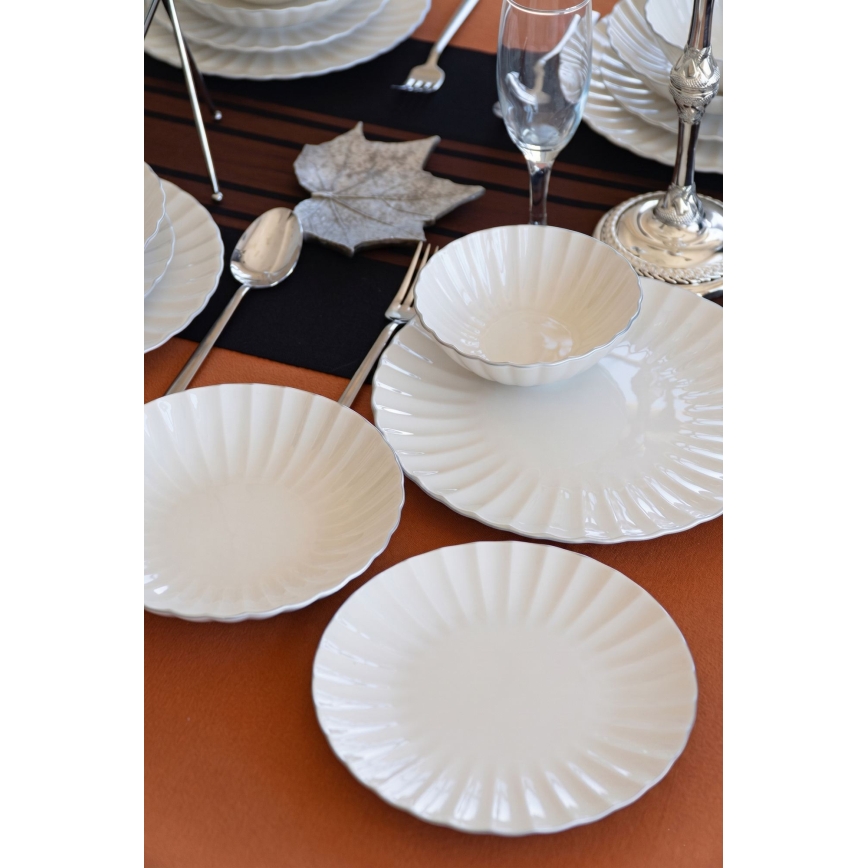 Service de table 24 pièces en porcelaine blanche