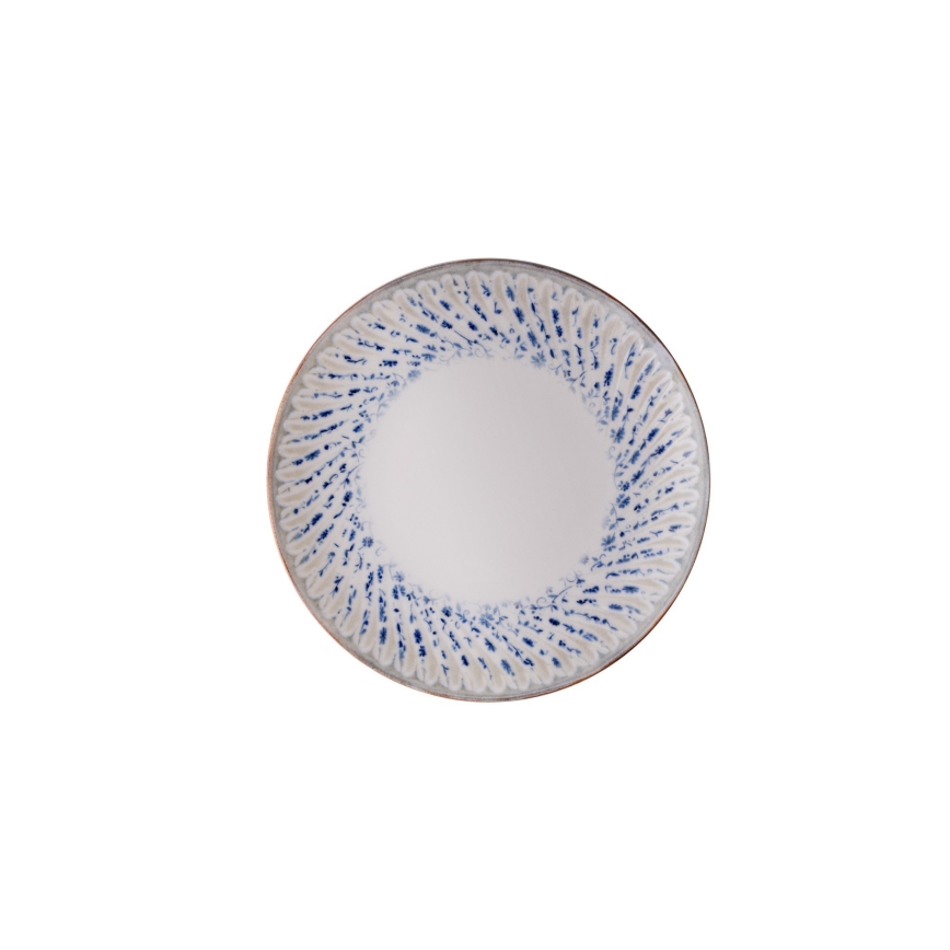 Service de table 24 pièces en porcelaine, bleu/beige