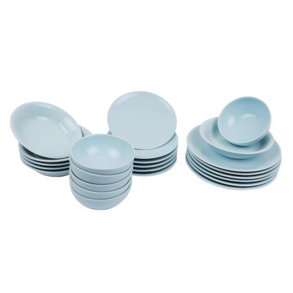 Service de table 24 pièces en porcelaine, bleu élégant
