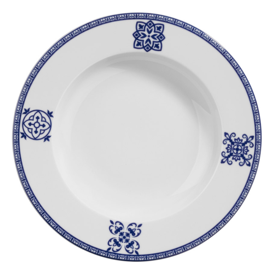 Service de table 24 pièces en porcelaine, bleu