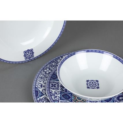 Service de table 24 pièces en porcelaine, bleu