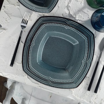 Service de table 24 pièces en porcelaine, bleu