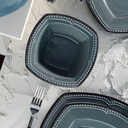 Service de table 24 pièces en porcelaine, bleu