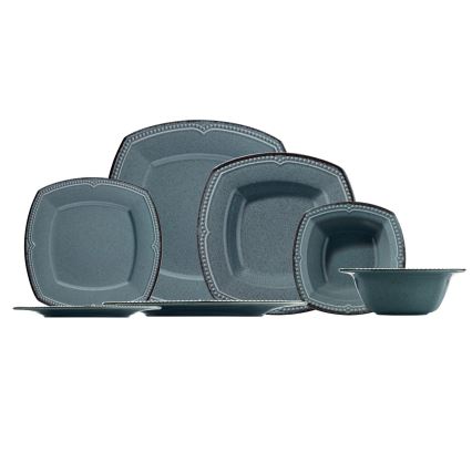 Service de table 24 pièces en porcelaine, bleu