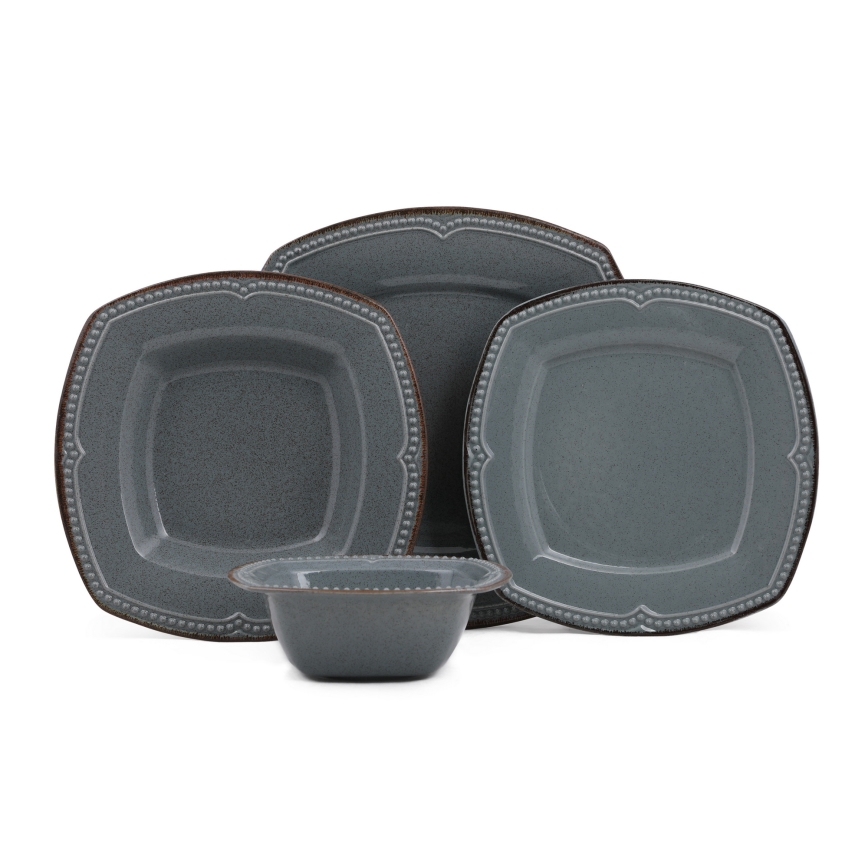 Service de table 24 pièces en porcelaine, bleu