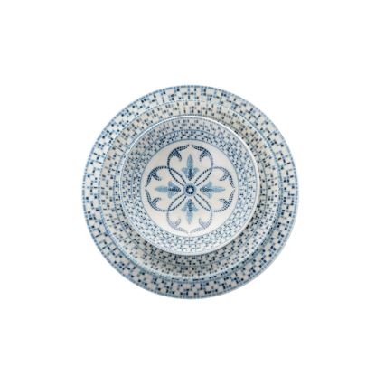 Service de table 24 pièces en porcelaine, bleu