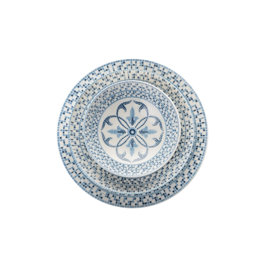 Service de table 24 pièces en porcelaine, bleu