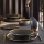 Service de table 24 pièces en porcelaine, finition anthracite et dorée