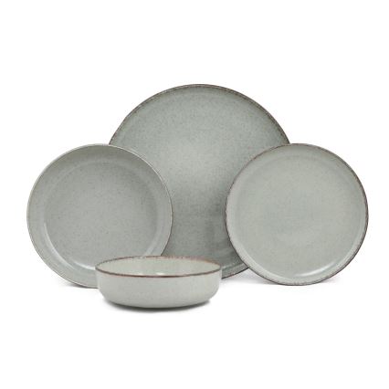 Service de table 24 pièces en porcelaine, vert