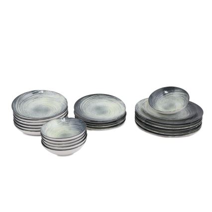 Service de table 24 pièces en porcelaine, vert/noir