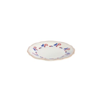 Service de table 24 pièces en porcelaine — blanc, bleu et rouge