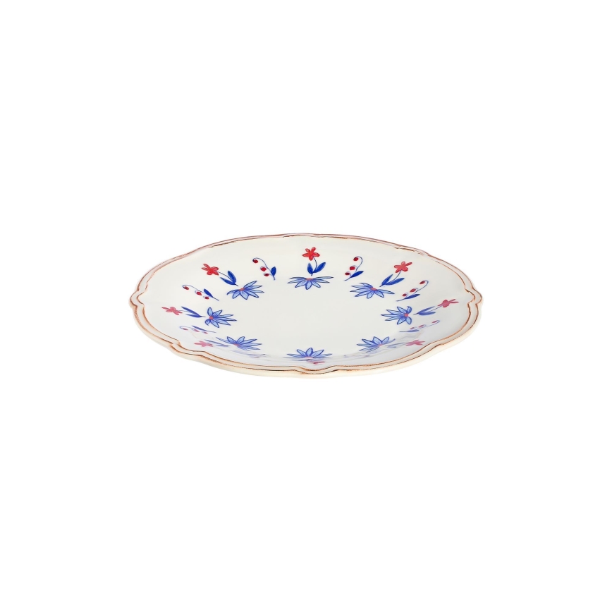 Service de table 24 pièces en porcelaine — blanc, bleu et rouge