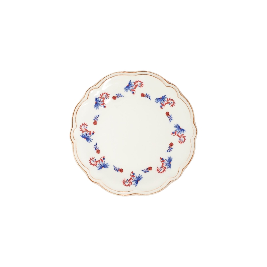 Service de table 24 pièces en porcelaine — blanc, bleu et rouge