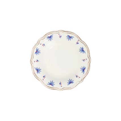 Service de table 24 pièces en porcelaine — blanc, bleu et rouge