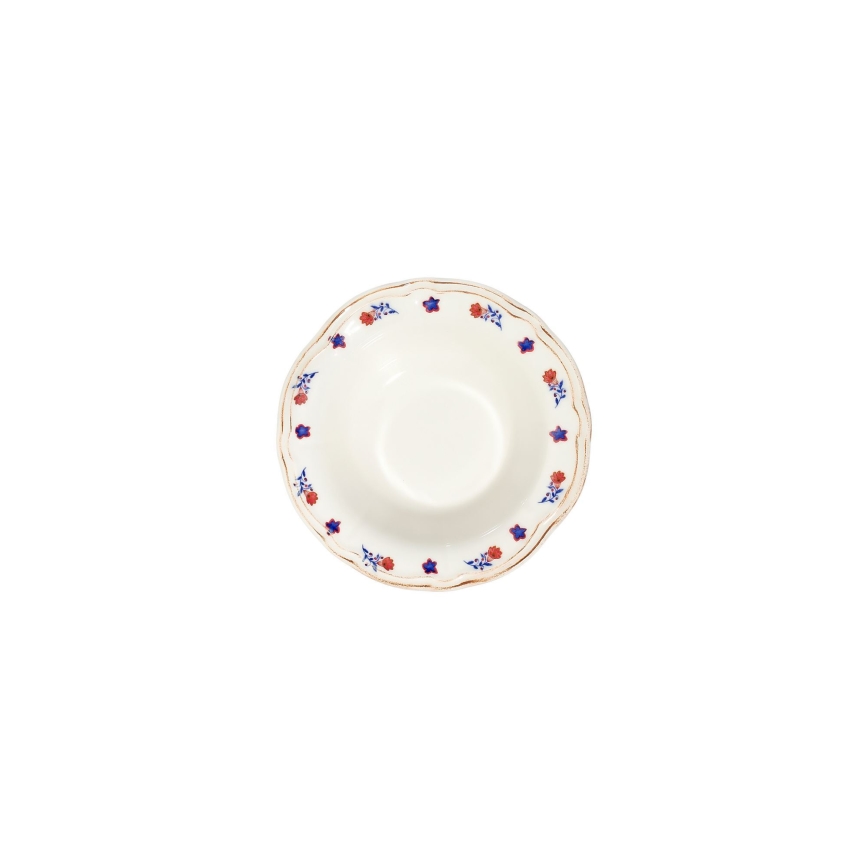 Service de table 24 pièces en porcelaine — blanc, bleu et rouge