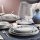 Service de table 24 pièces en porcelaine — blanc/gris