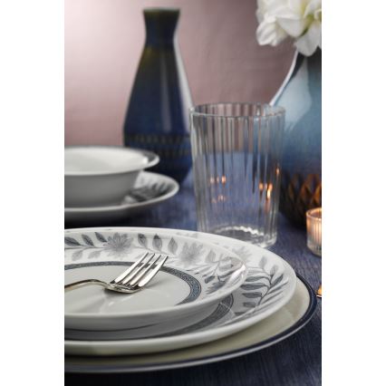 Service de table 24 pièces en porcelaine — blanc/gris