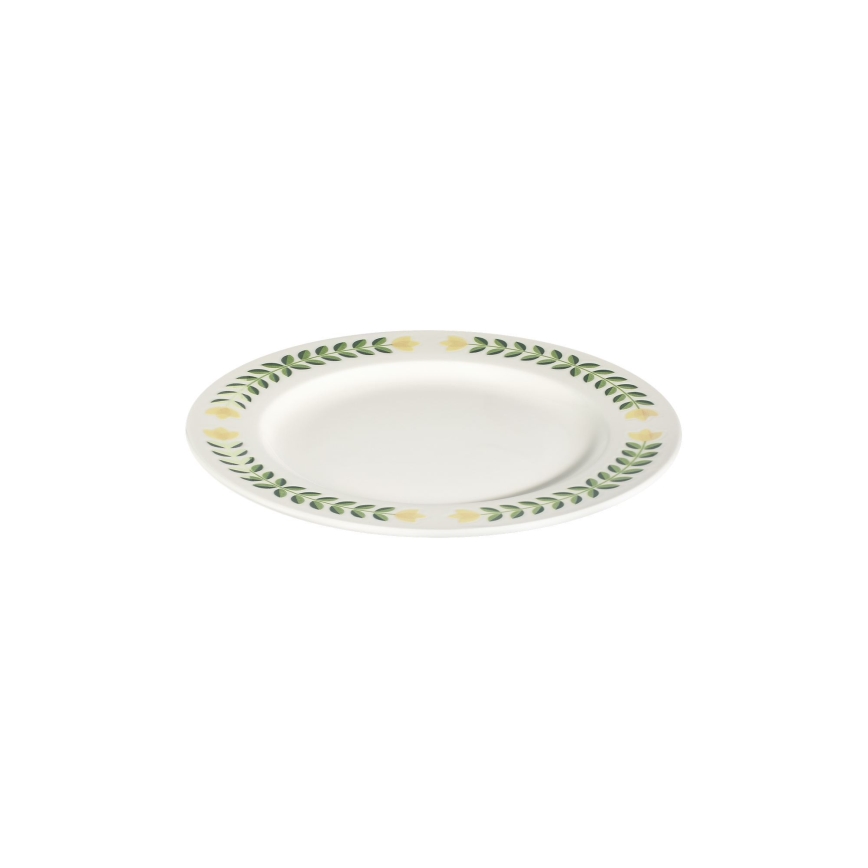 Service de table 24 pièces en porcelaine — blanc, vert et jaune