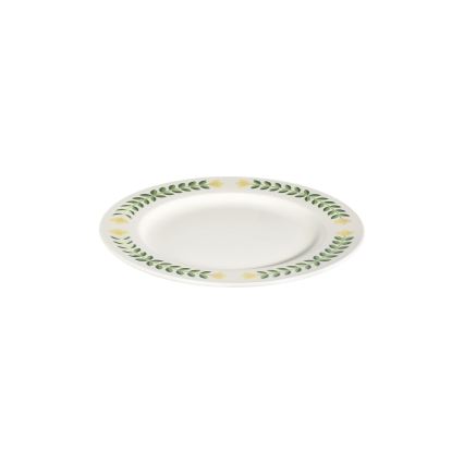 Service de table 24 pièces en porcelaine — blanc, vert et jaune