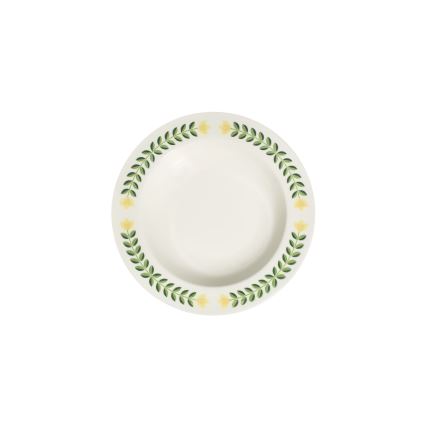 Service de table 24 pièces en porcelaine — blanc, vert et jaune