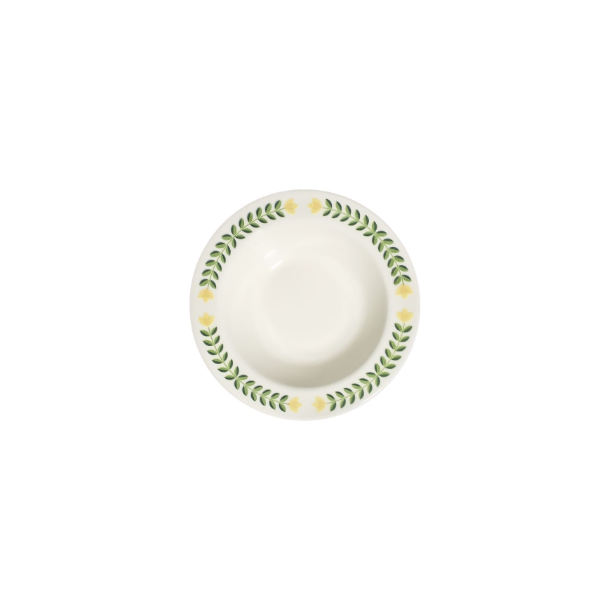 Service de table 24 pièces en porcelaine — blanc, vert et jaune