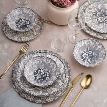 Service de table 24 pièces gris/céramique