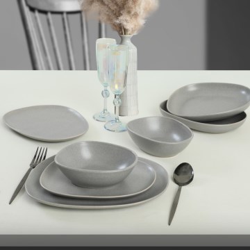 Service de table 24 pièces, gris en grès